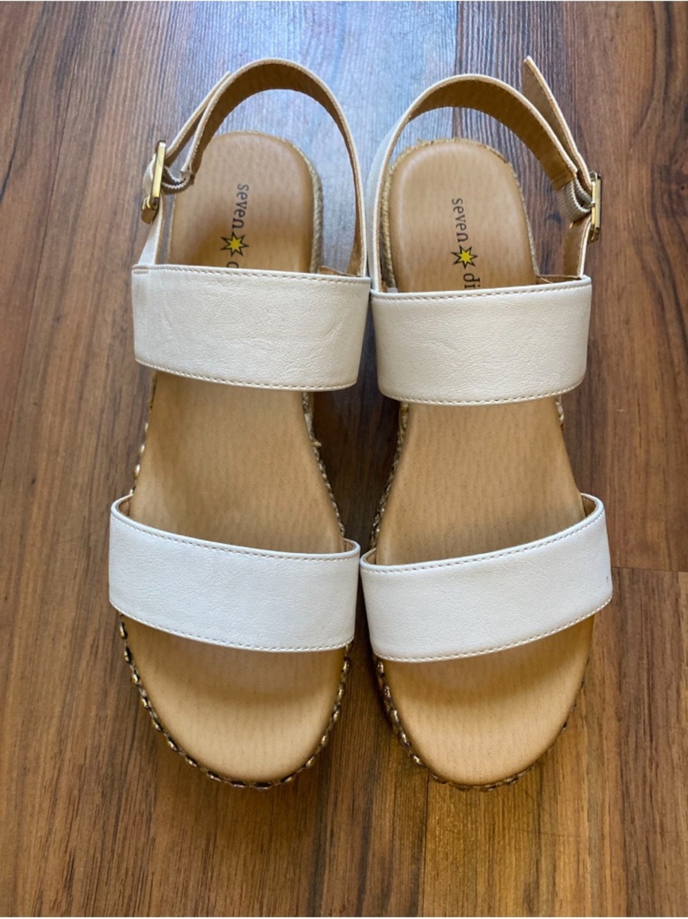 Seven Dials Cream Double-Strap Slingback Sandals